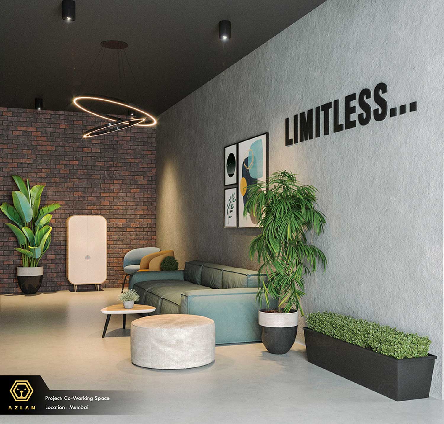 Industrial Style Co Working Space Interior Design